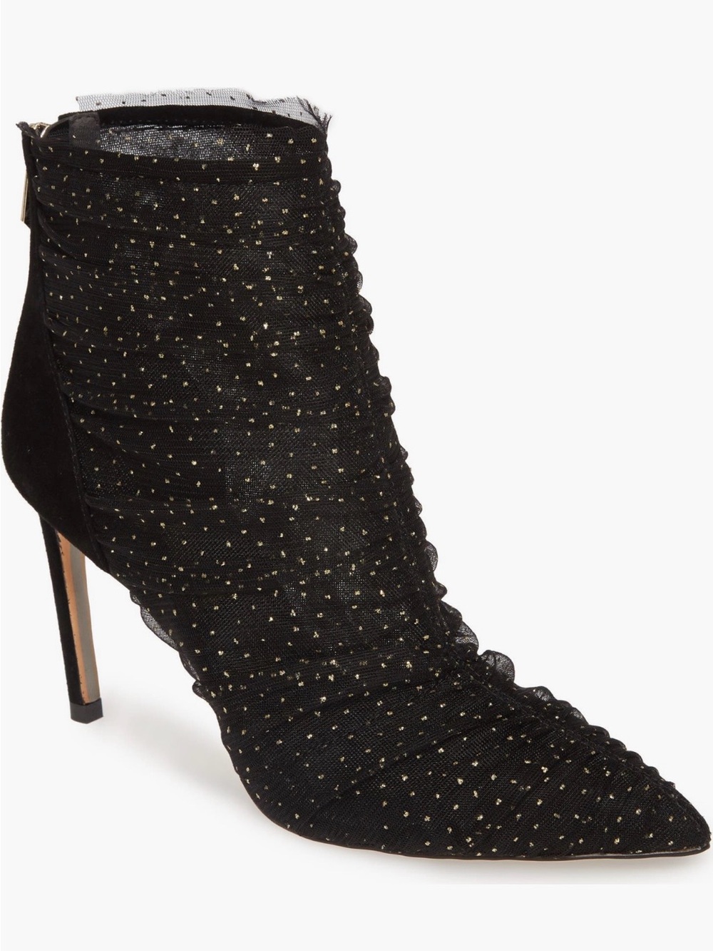 EUC Sam Edelman Farren Black Mesh Booties with Gold Glitter Size 9.5